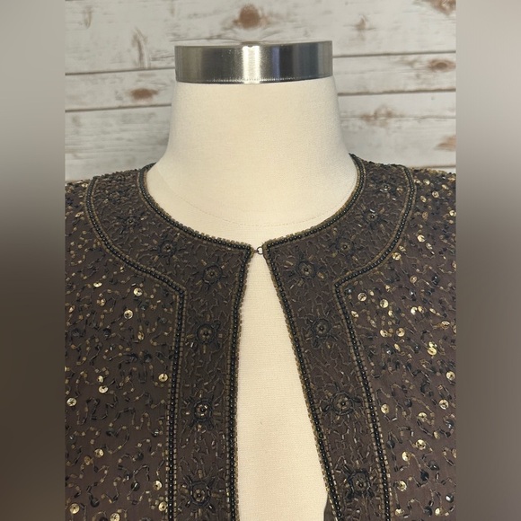 Vintage Stenay brown silk sequin and beaded jacket - Picture 2 of 7